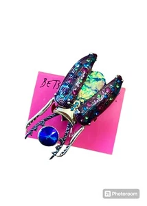 Betsy Johnson Beetle Opal Brooch Pin - Picture 1 of 8