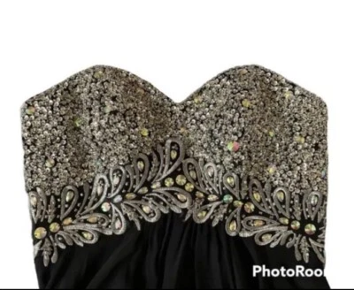 Vestido Decode 1.8 Negro Talla 0 Sin Mangas Largo Paisley Estrás Fiesta Bonito Foto 1 de 4