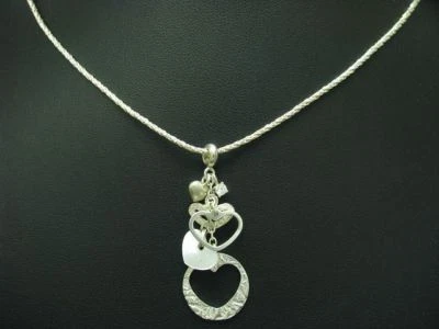 925 Collana IN Argento Sterling & Cuore Ciondolo Con Madreperla & Vetro / Liebe - Immagine 1 di 3