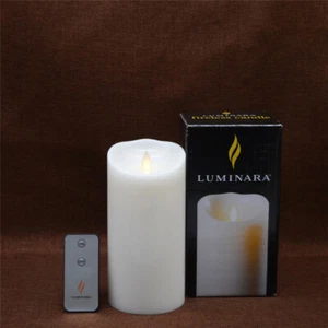 Luminara Fireless Real Flame Effect Pillar Led Candle Moving Wick White 7inch - Picture 1 of 6