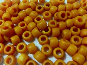 BUTTERNUT MATTE Pony Beads 9x6mm 100pc Acrylic USA made crafts jewelry - Picture 1 of 3