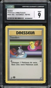 1999 Pokemon FRENCH 1st Edition Base Set Transfer Switch 95/102 CGC 9 MINT - Picture 1 of 2