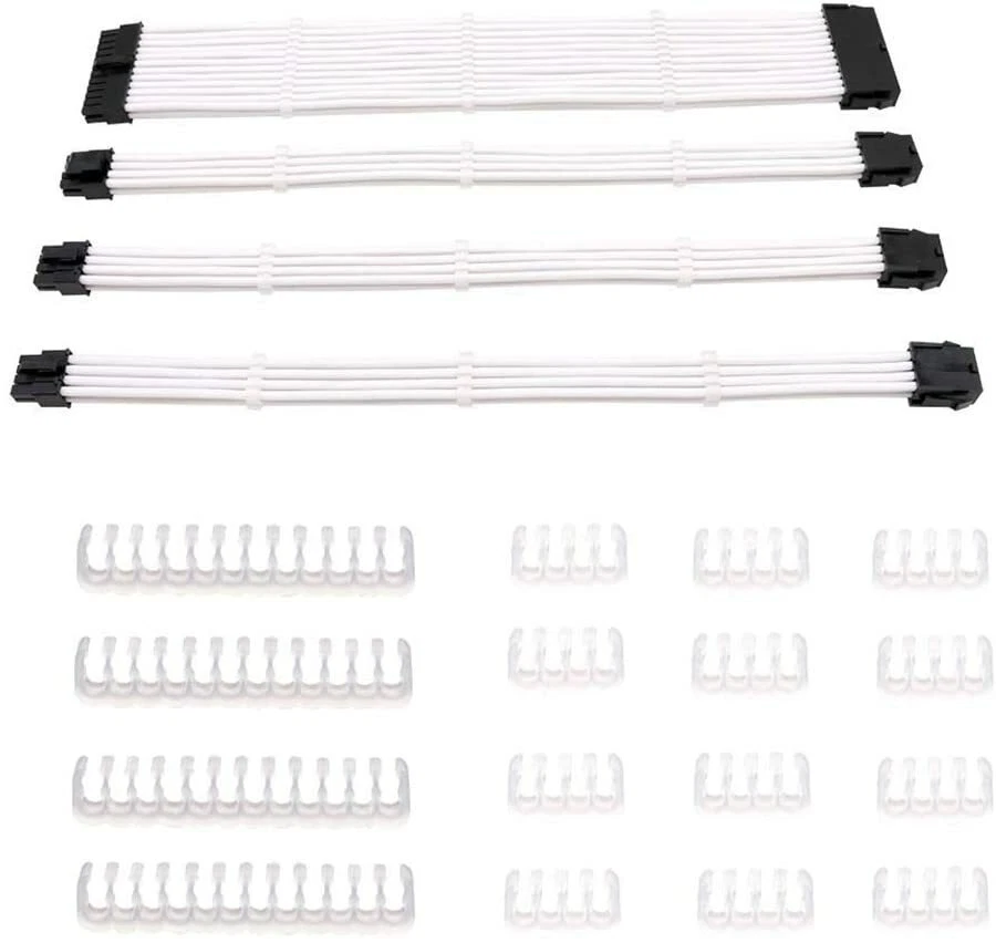PSU Sleeved Cable EPS PCI-E Extension Cable Kit 30cm Sleeved 6, 8, 24 Pin - Image 1 of 1