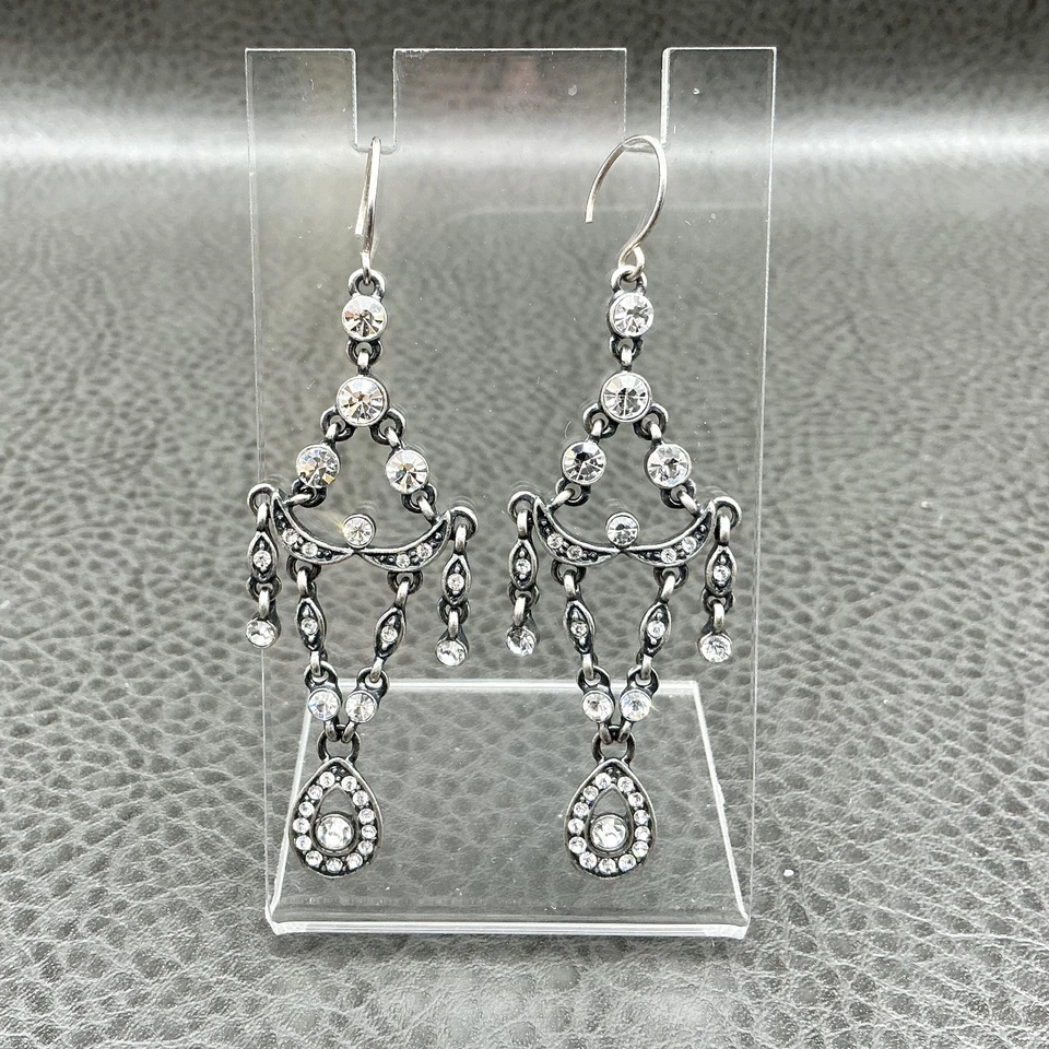 Pendientes Monet Estrás Cristal Araña Tono Plata 2.5 Pulgadas Gota Mujer Foto 1 de 4