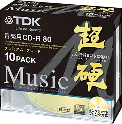 10 TDK CD-R Music 80min 24x Super Hard Coat Gold Label CD's F/S w/Tracking# NEW - Image 1 of 3
