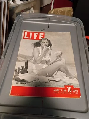 Vintage Life Magazine August 11 1941 Rita Hayworth ~1940s Hollywood WWII - Image 1 of 3