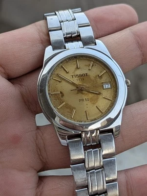Tissot 1853 Quartz PR 50 Rare Patina Dial J376/476 Vintage Swiss Men’s Watch - Image 1 of 4
