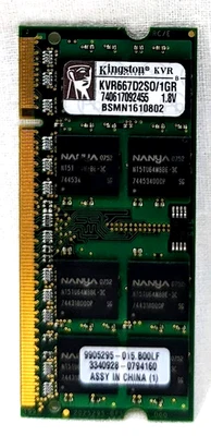Kingston PC2-5300 1GB SO-DIMM 667 MHz DDR2 SDRAM Memory (KVR667D2SO/1GBR) - Image 1 of 4