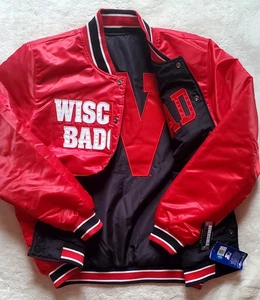 Wisconsin Badgers Reversible Starter Jacket Full Snap "U Rah Rah"  Sz Large  - Picture 1 of 24