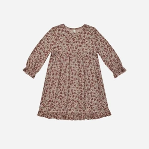 Girl's Rylee + Cru Nightgown Dress Mahogany Floral Ruffles Long sleeve 8-9 - Picture 1 of 7