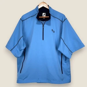 FootJoy Short Sleeve Golf Jacket Men Large Blue Black Zip Pockets Northern Pines - Picture 1 of 10