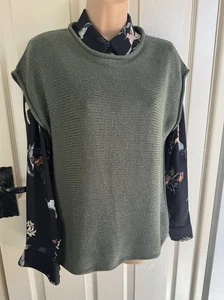 Collezione Gaia khaki green oversized tank top size S M 10 12 14 - Picture 1 of 6
