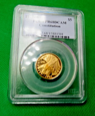 1987-W Constitution $5 Gold Five Dollar Proof Commemorative PR68DCAM PCGS - Image 1 of 4