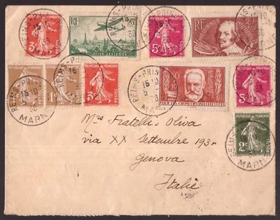 France, 1938 cover to Italy with multiple frankings      -HI59 - Image 1 of 3