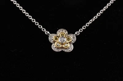 Tiffany & Co. Collar colgante de diamantes con flor de jardín platino oro amarillo K18 Foto 1 de 4