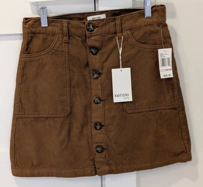 Pantalones de mezclilla Kensie para mujer talla 6/28 La falda algodón tostado pana academia botón delantero Foto 1 de 4