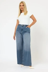 Yours Curve Women's Plus Size Wide Leg Slouchy Jeans - Picture 1 of 16