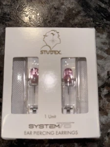 studex ear piercing earring 14K White 3mm Pink Cz Short Post New 05249 System 75 - Picture 1 of 3