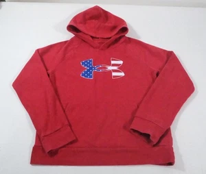 Under Armour Boys Red American Flag Logo Hoodie Sweatshirt Size L - Picture 1 of 6