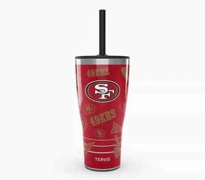 SAN FRANCISCO 49ers, 30oz STAINLESS STEEL TUMBLER FROM TERVIS WITH STRAW LID - Picture 1 of 4