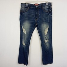 Arizona Jean Co Men's Flex Denim Slim Straight Distressed Size 38x30 Medium Wash