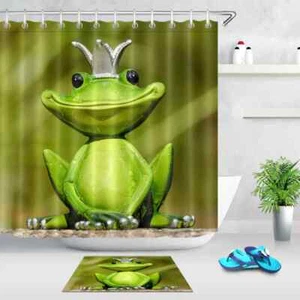 Green Frog Prince Waterproof Bath Polyester Shower Curtain Liner Water Resistant - Bild 1 von 8