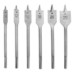6PC Flat Wood Drill Bits (10-25mm) Walleted Spade Quality Holesaw Machine Bit - Foto 1 di 5