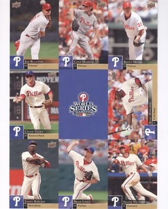 2009 Upper Deck Philadelphia Phillies Promo Sheet of 8 Cards: Ryan Howard, Utley