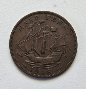 1948 HALF PENNY 1/2 Penny BRITISH George V - Picture 1 of 2