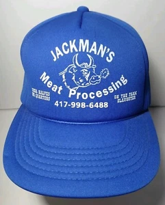 1980s Jackman Meat Processing Warsaw Missouri Bull Snapback Vtg Trucker Hat Cap - Picture 1 of 21