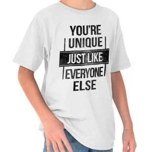 Unique Like Everyone Else Sarcastic Attitude Youth Crewneck T Shirts Boy or Girl - Picture 1 of 10