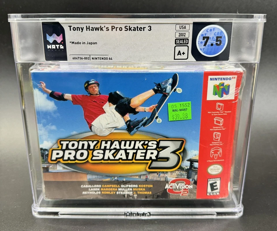 2002 Nintendo 64 N64 TONY HAWK'S PRO SKATER 3 Factory SEALED WATA 7.5 A+ Graded - Image 1 of 3