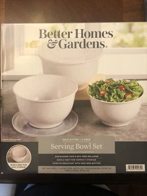 Nuevo Juego de Cuencos para Servir Better Homes & Gardens - BLANCO, DORADO BRILLO ESTAMPADO Foto 1 de 4