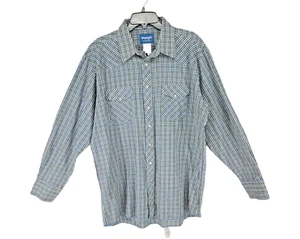 Wrangler Western Herren Hemd Pearl Snap XL Tall Button Up blau kariert Cowboy Redo - Bild 1 von 8