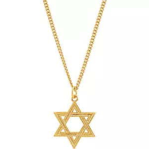 Colgante Estrella de David en collar de 24" en plata de ley y oro amarillo de 24 quilates - Imagen 1 de 2