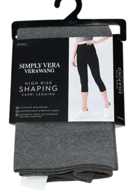 Simply Vera Verawang High Rise Shaping Capri Leggings Small Gray Slimming - Image 1 of 4