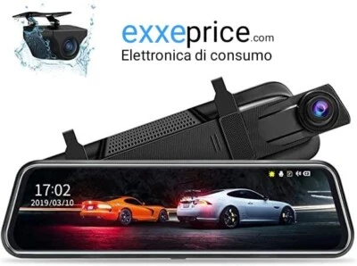 DOPPIA FOTOCAMERA PER AUTO SPECCHIETTO RETROVISORE CON REGISTRATORE DASH CAM DVR - Immagine 1 di 4