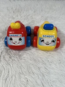 A Shelcore Toy Grab-n-Go Vehicles Vintage Firetruck & School Bus 1989 - Bild 1 von 6