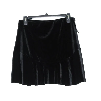 Minifalda elástica con volantes línea A de terciopelo negra para mujer Ecote L B56 Foto 1 de 4
