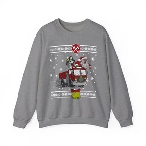 Firefighter Ugly Christmas Sweater Unisex Heavy Blend™ Crewneck Sweatshirt - Picture 1 of 21