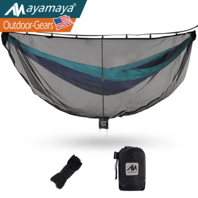 Portable Single Double Camping Hammock Bug Mosquito Net Lightweight Easy Set Up - Image 1 of 4