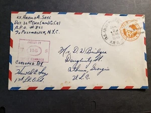APO 861 FORT SIMONDS, JAMAICA 1943 Censored WWII Army Cover 36 ORD (MM) Officer - Picture 1 of 2