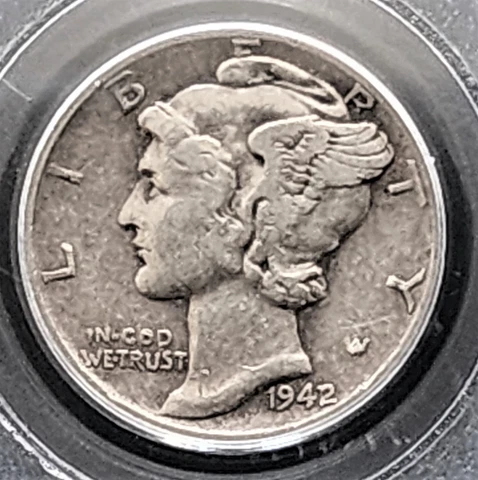 1942/1 Mercury Dime, PCGS VF35 Cover