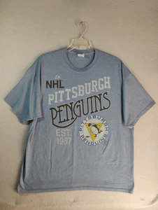 Pittsburgh Penguins Shirt Adult 2XL Blue Short Sleeve Vintage Hockey Crew Neck - Picture 1 of 10