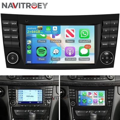 For Mercedes-Benz E-Class 2002-2008 W211 W219 Carplay GPS Navi Android 15 2+64GB - Изображение 1 из 4