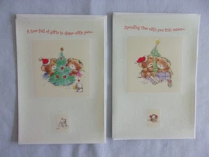 2 verschiedene Weihnachtskarten "Holiday Pals" 2005 Glitzerszenen mit Teddybären - Bild 1 von 3