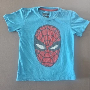 Spiderman T Shirt Size 5T Boys Marvel Comic Teal Blue Short sleeve Shirt - Picture 1 of 6