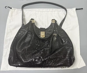 Bolso de hombro Brahmin Celia negro Melbourne cocodrilo en relieve en muy buena condición - Imagen 1 de 19