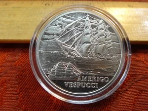 2010 Belarus 20 Rouble's Clipper Ship Amerigo Vespucci Hologram Silver Coin - Picture 1 of 6