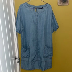 F&F Light Blue Denim Short Sleeve Shift Dress - Size 10 - Picture 1 of 3